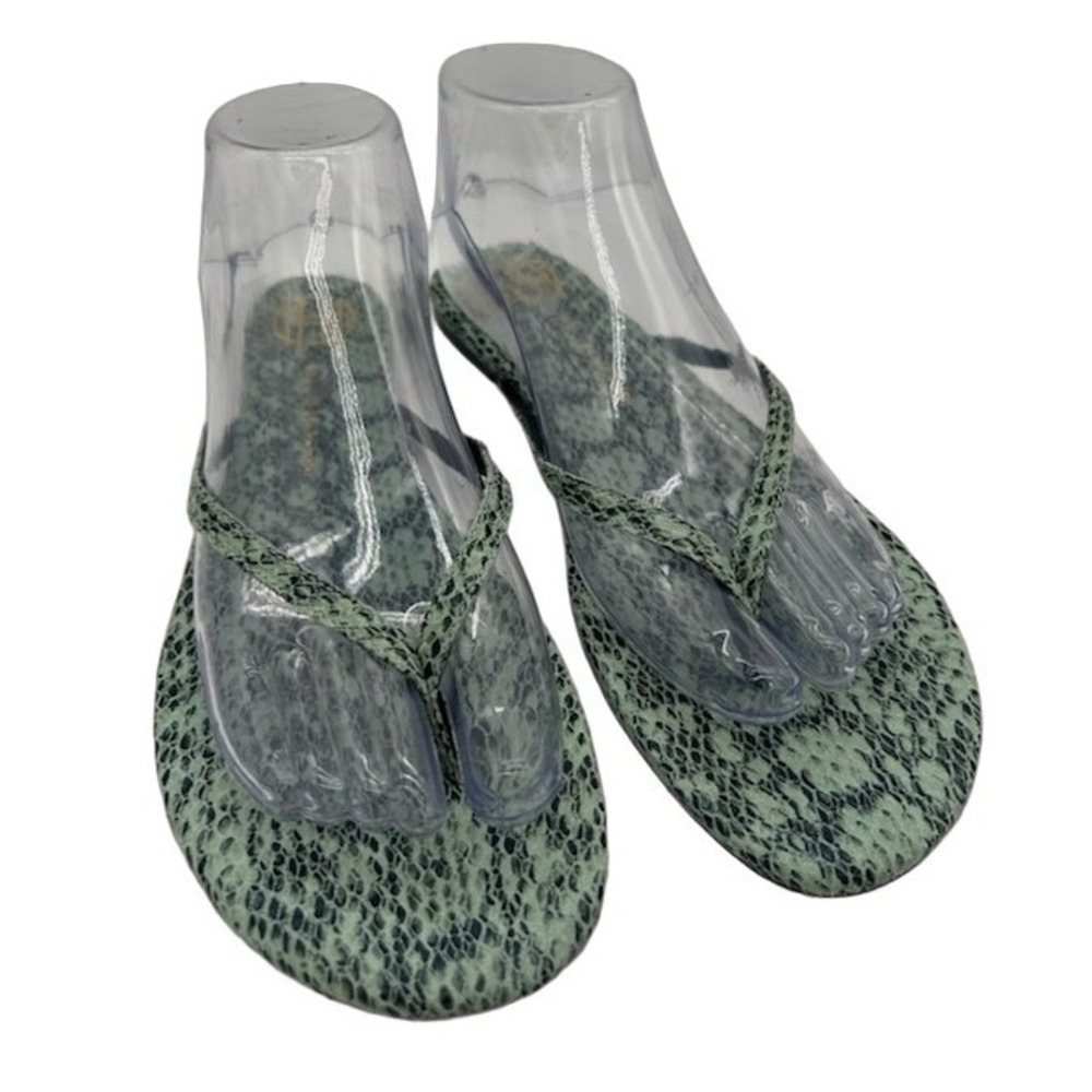 House of Harlow 1960 Thong Sandals Women's Size 8 or 38.5 Green Snakeskin